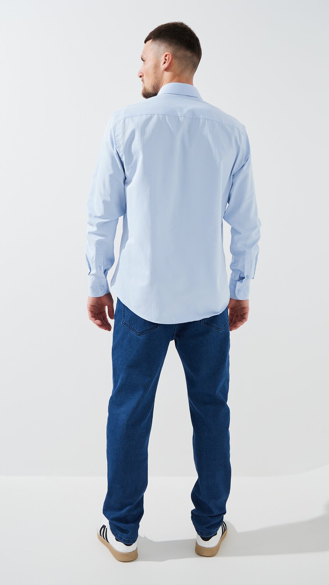 Купити Джинси Slim Fit однотонні чоловічі 903 30 Синій Артикул: 2000999453489 Фото повноекранне №5