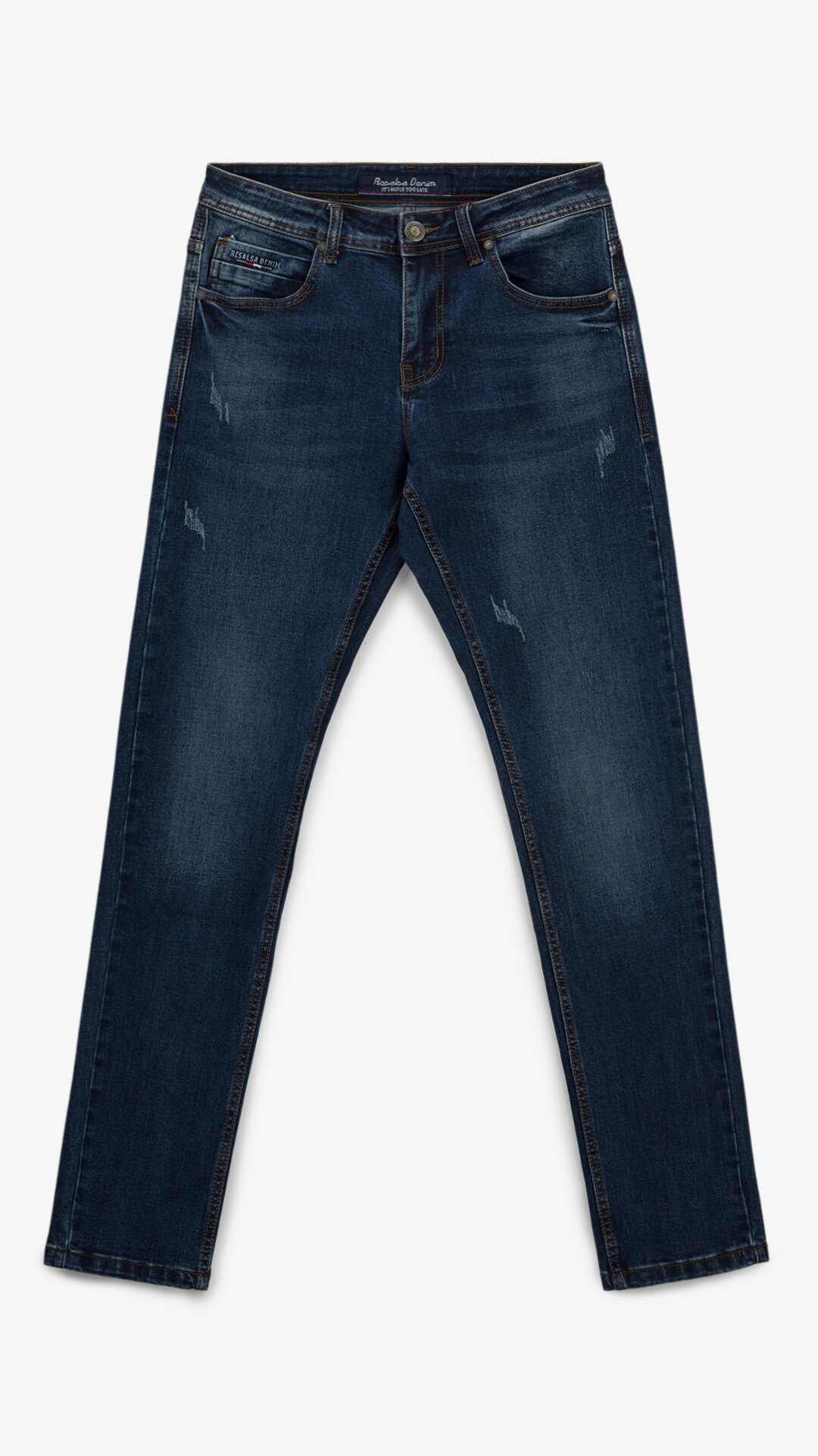 Джинсы Slim Fit однотонные мужские RB0082DT 27 Темно-синий  Фото №0