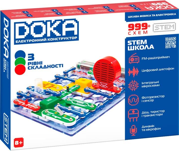 Электронный конструктор ШКОЛА «999+ СХЕМА» DOKA D70708 Разноцветный (6976706850093)