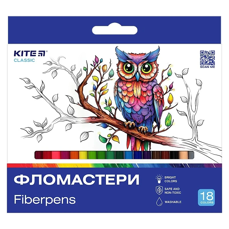 Фломастери Kite K-448 18 кольорів (4063276207074)(SC)  Фото №0