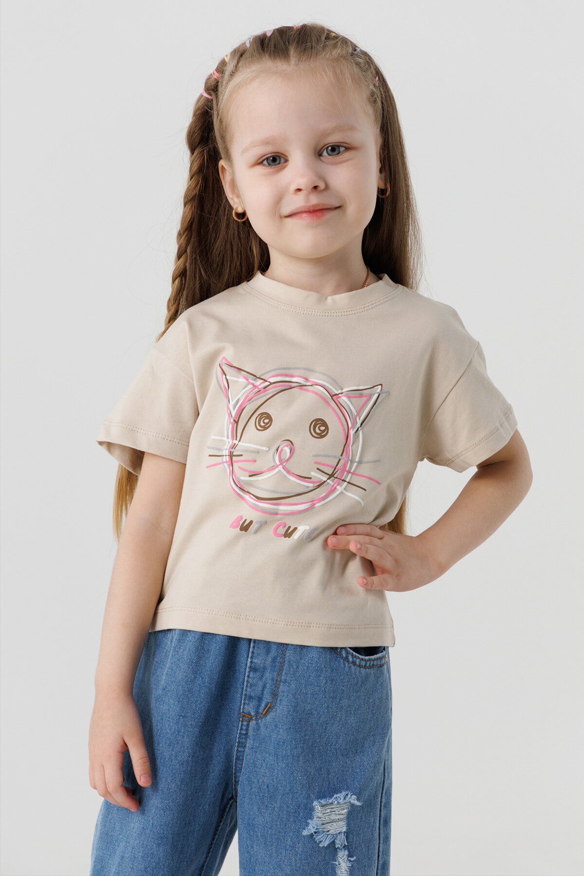 Футболка для дівчинки First Kids 0914 86 см Бежевий (2000990439819S)  Фото №0