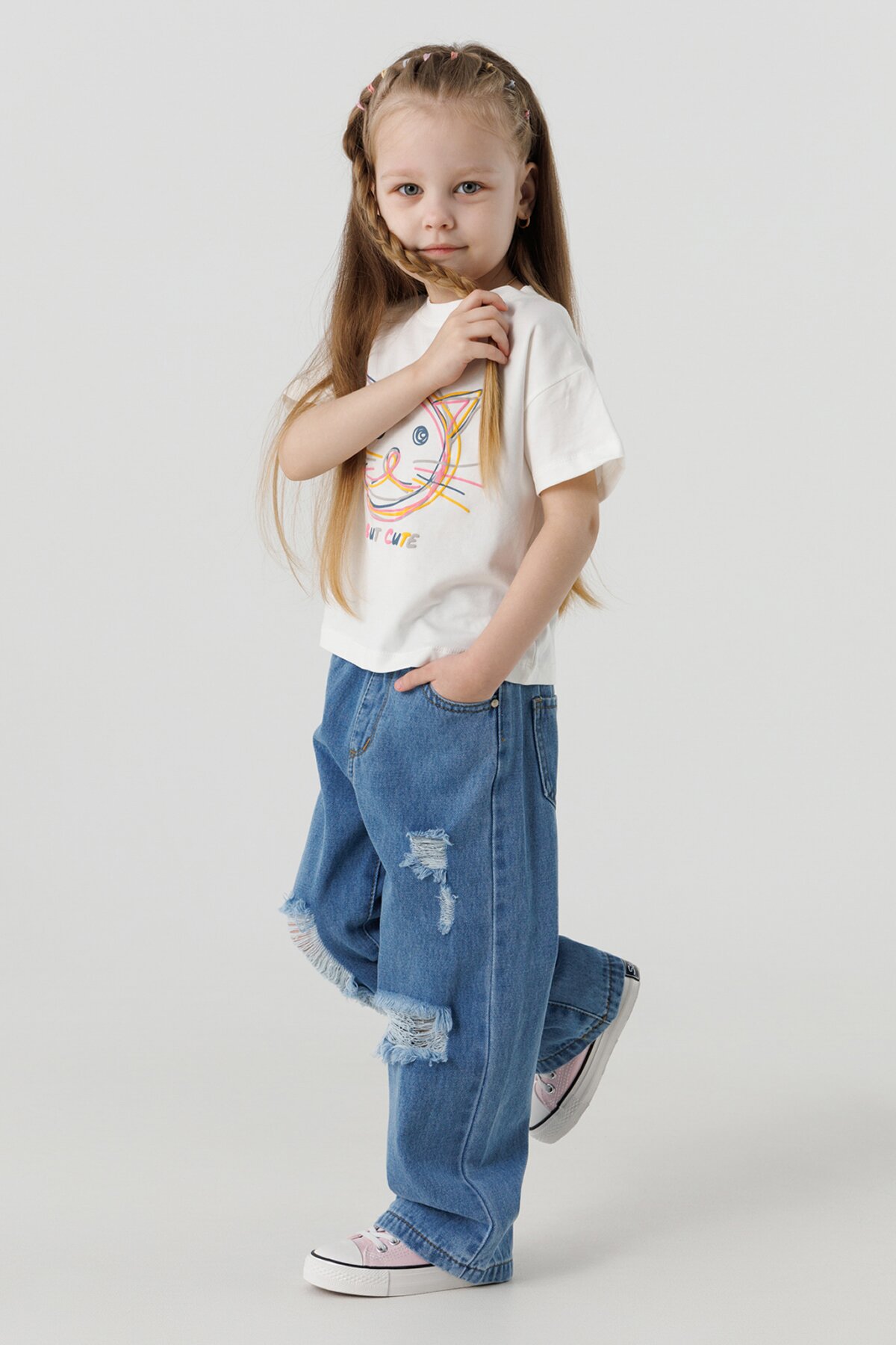 Футболка для девочки First Kids 0914 104 см Молочный  Фото №3