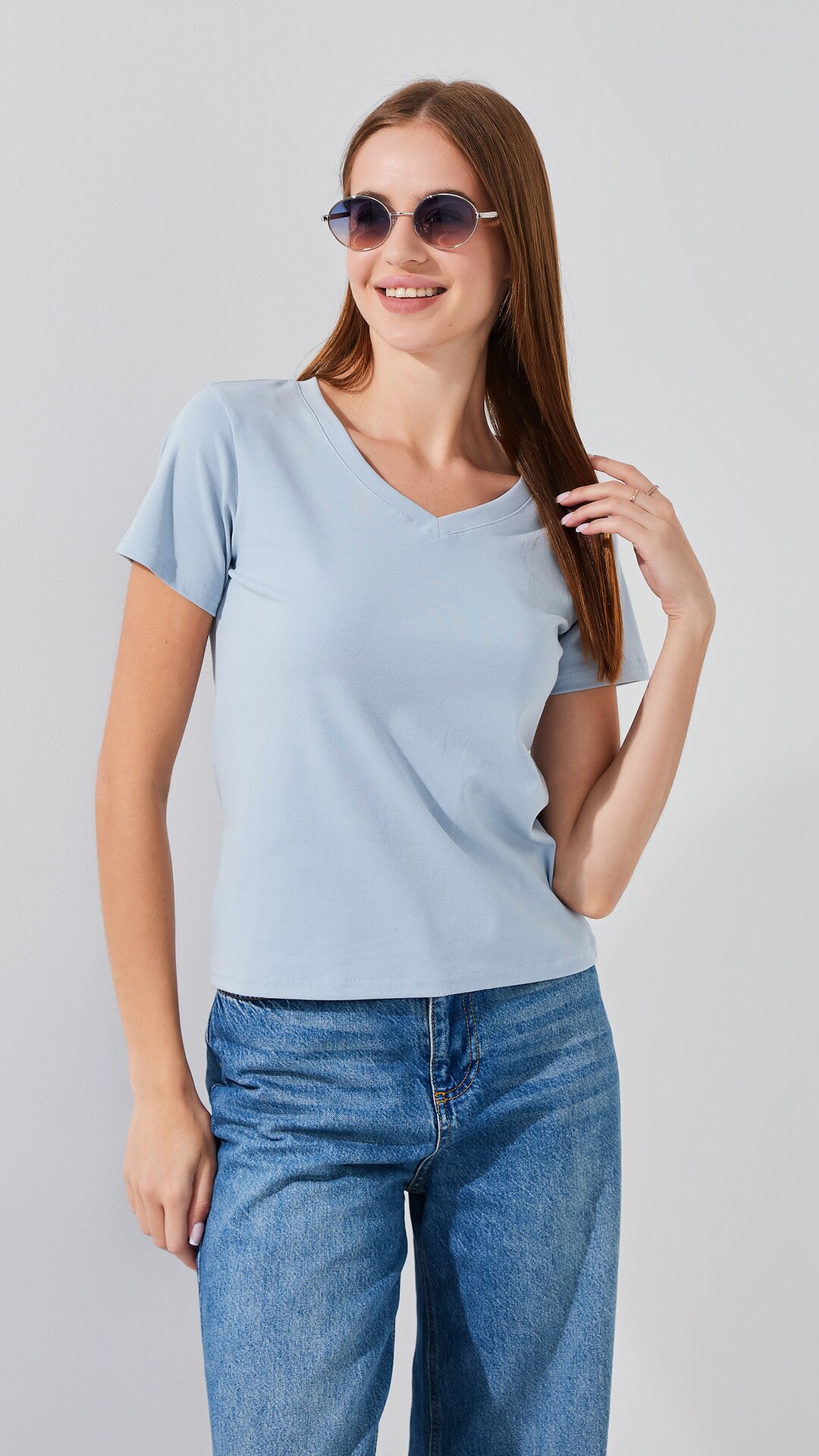 Купити Футболка однотонна жіноча Na Fan 002 One Size Блакитний Артикул: 2000991047716 Фото повноекранне №1