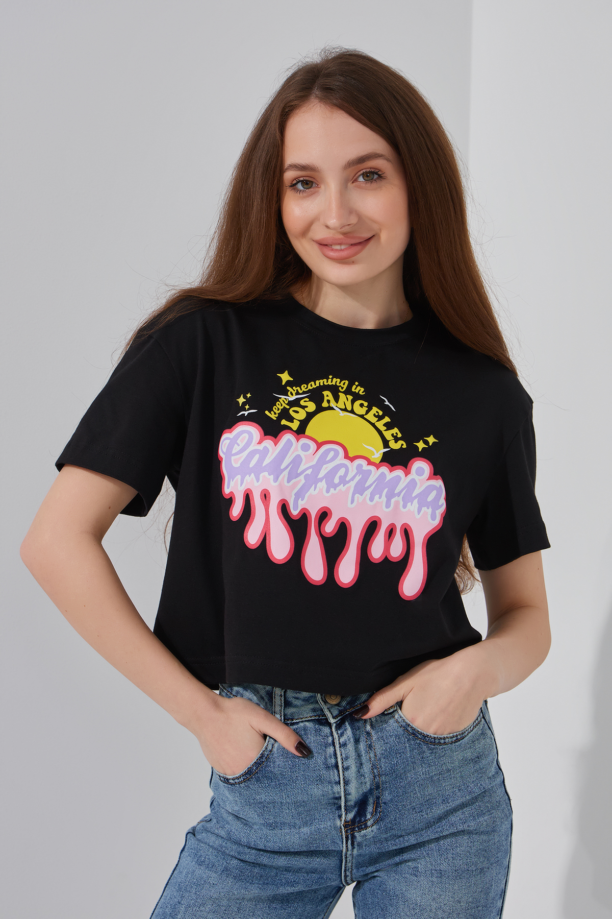 Футболка з принтом жіноча LAWA P-WB02387 XS Чорний  Фото №2