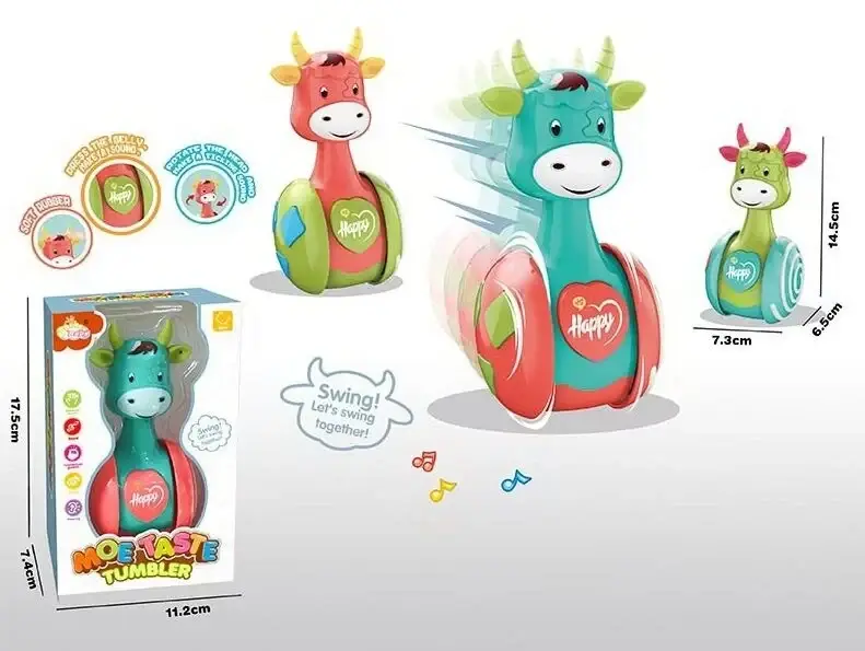 Игрушка неваляшка Коровка 8118A Розовый