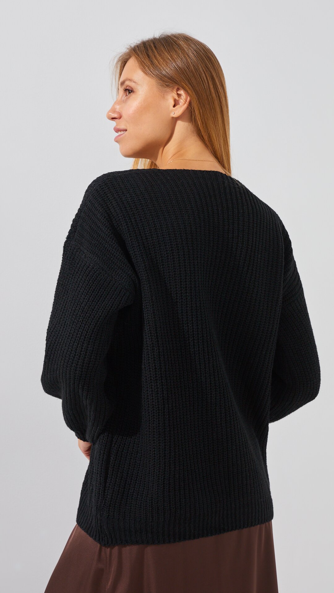 Купити Кардиган однотонний жіночий 1025 One Size Чорний Артикул: 2000999177507 Фото повноекранне №6