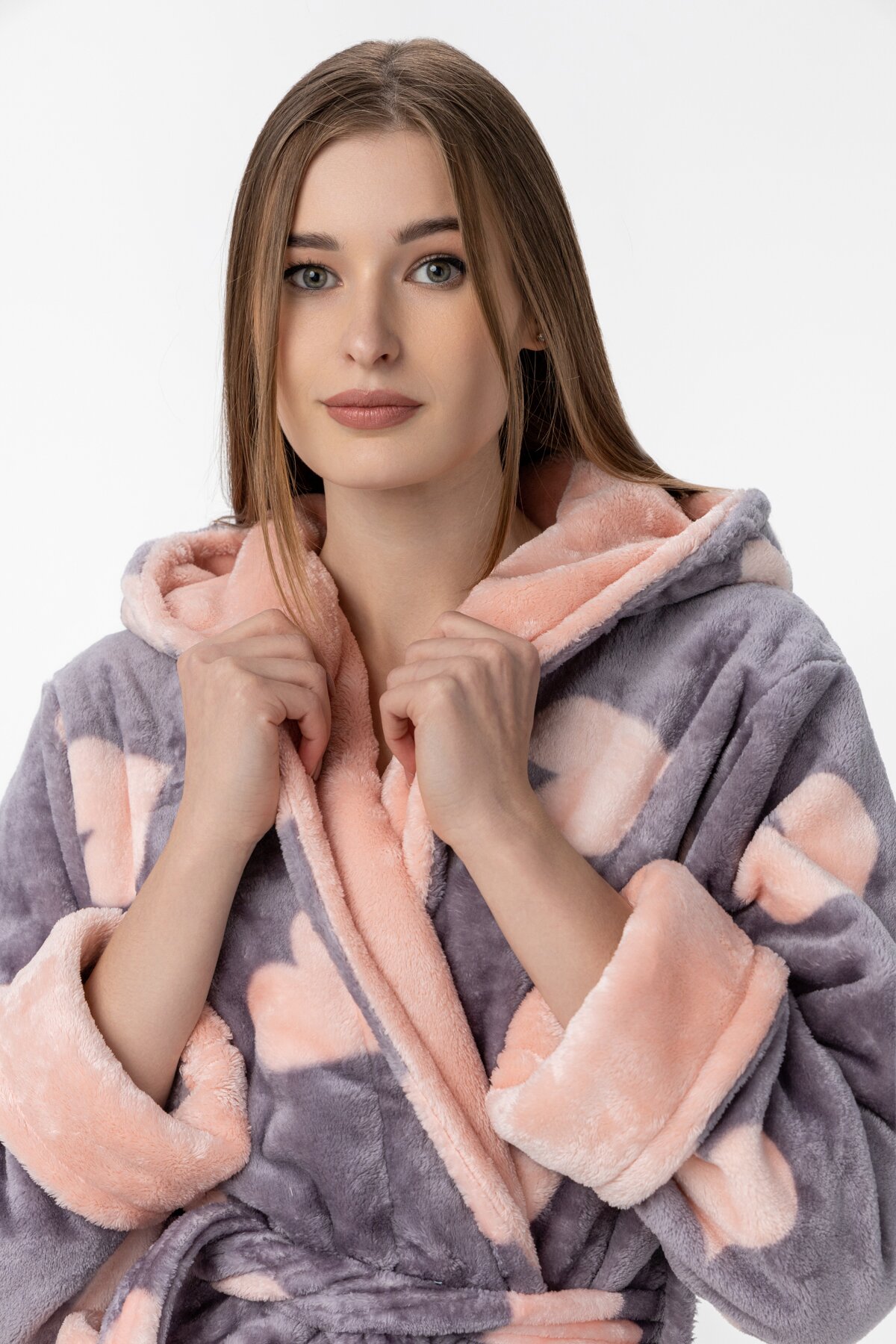 Халат жіночий POLAR Серце 1 L/XL Сірий (2000990160621A)  Фото №1