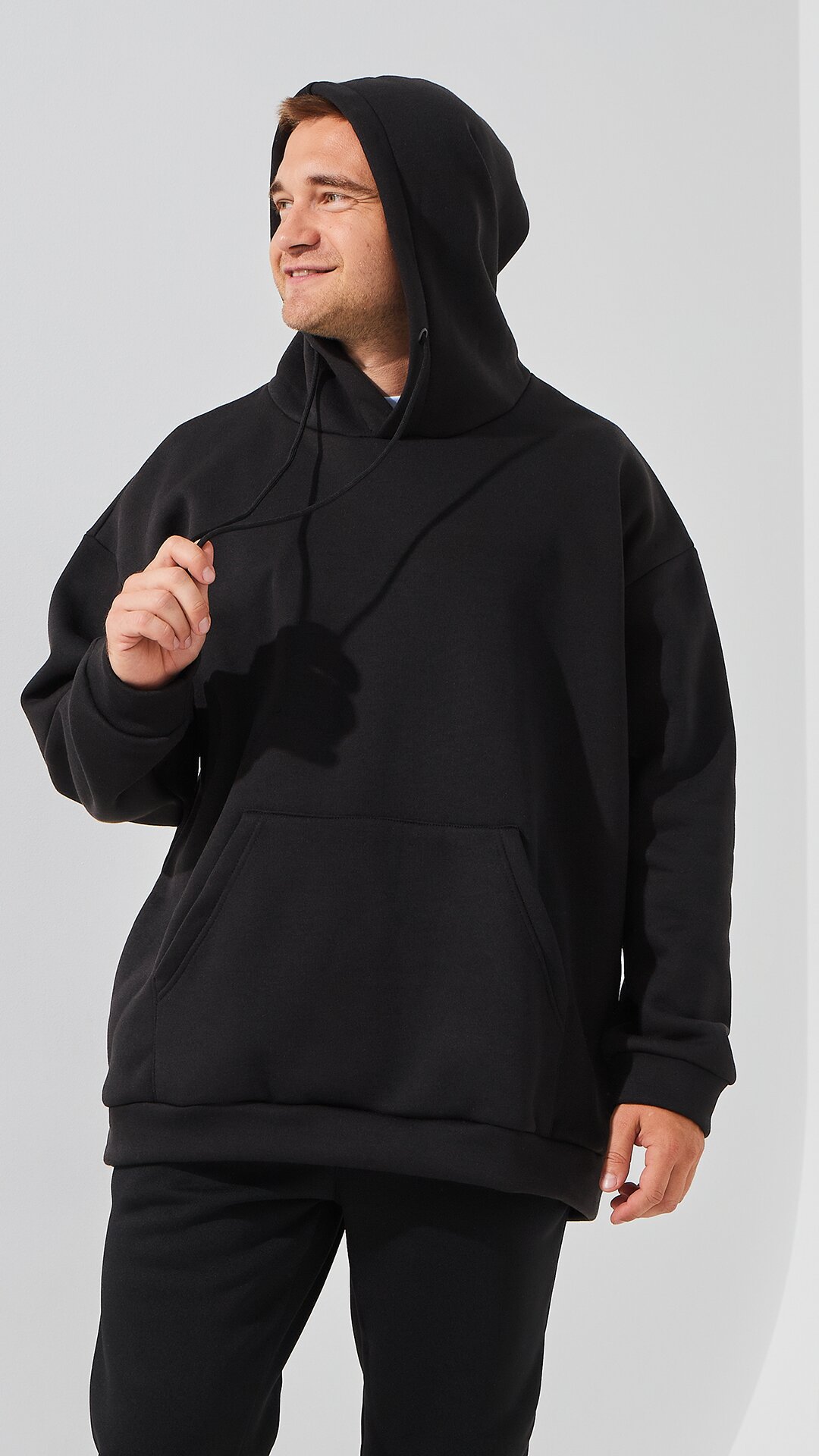 Худи однотонный мужской Demos 220 baza 3XL Черный  Фото №2