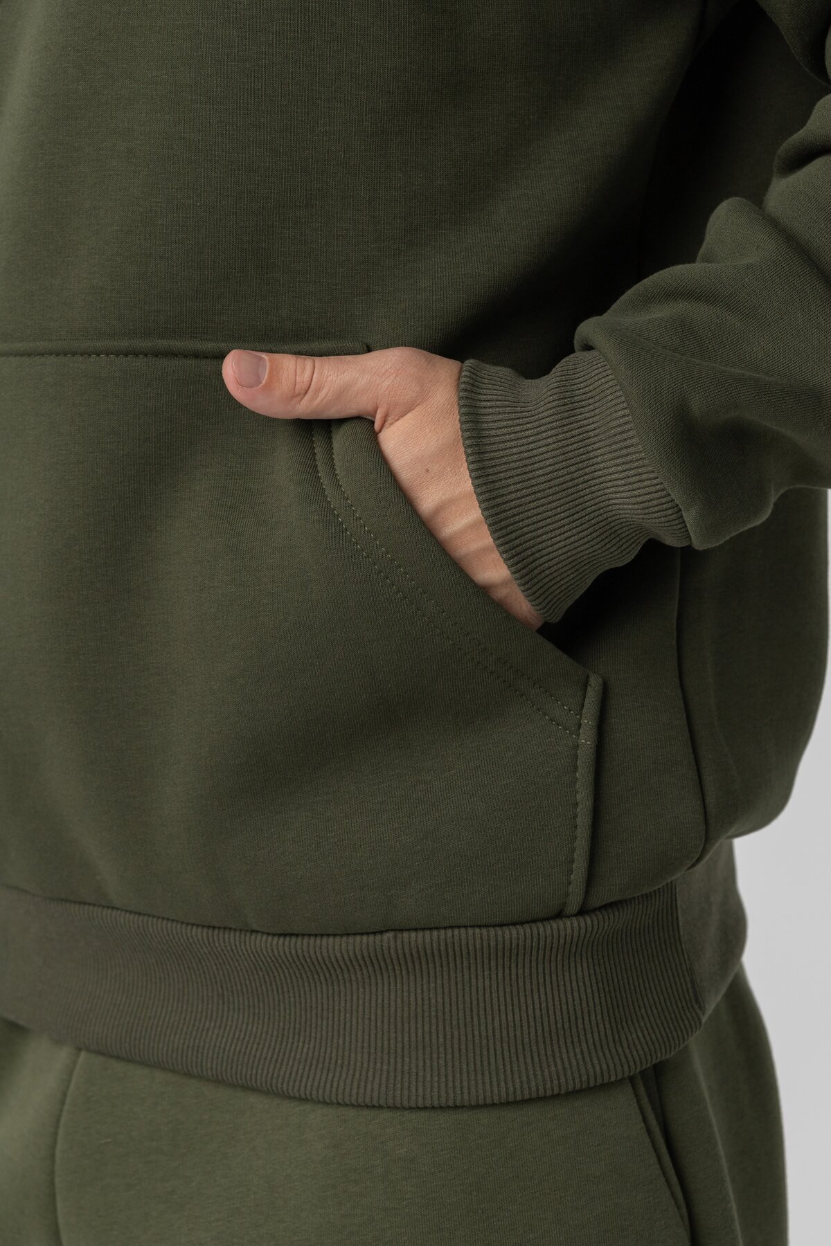 Худи однотонный мужской Demos DMS-037 baza S Хаки (2000990058799W)  Фото №3