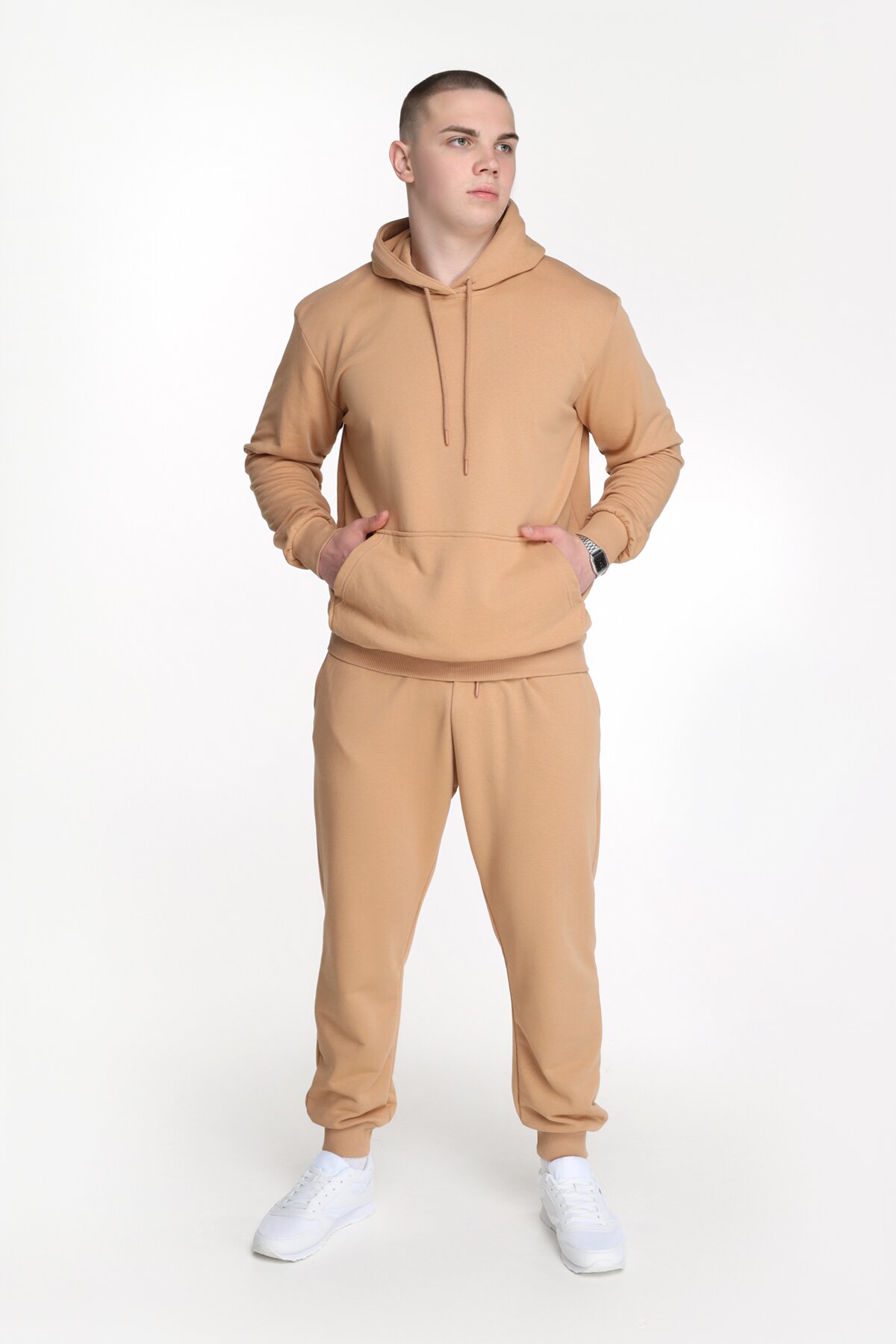 Худі однотонний чоловічий Demos DMS006 baza 3XL Бежевий (2000989425885D)  Фото №4