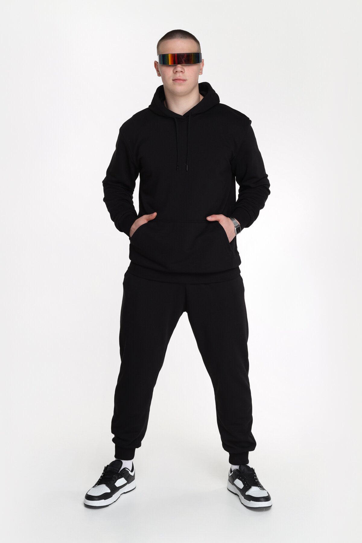 Худи однотонный мужской Demos DMS006 baza 3XL Черный (2000989425762D)  Фото №3