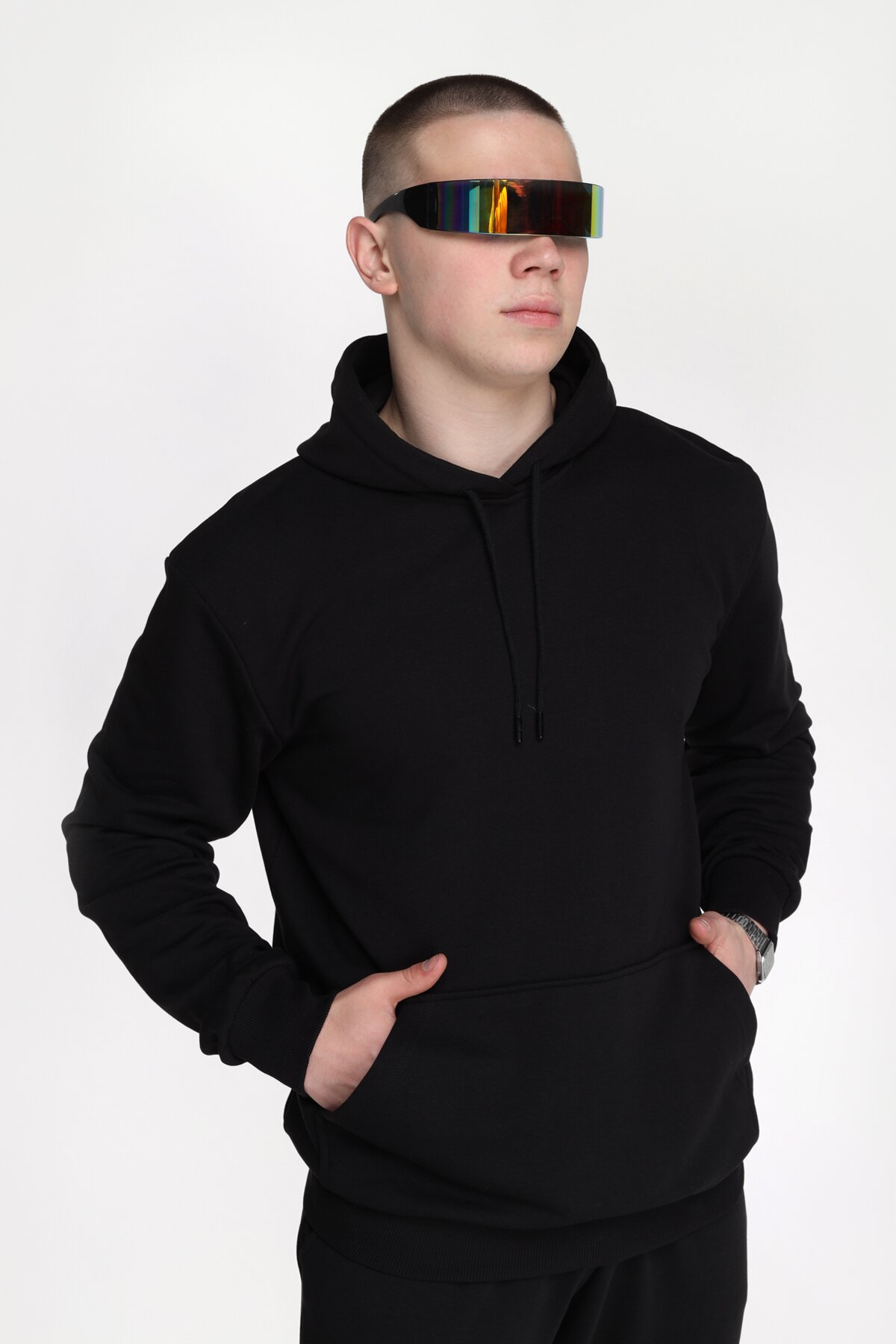 Худи однотонный мужской Demos DMS006 baza 3XL Черный (2000989425762D)  Фото №0