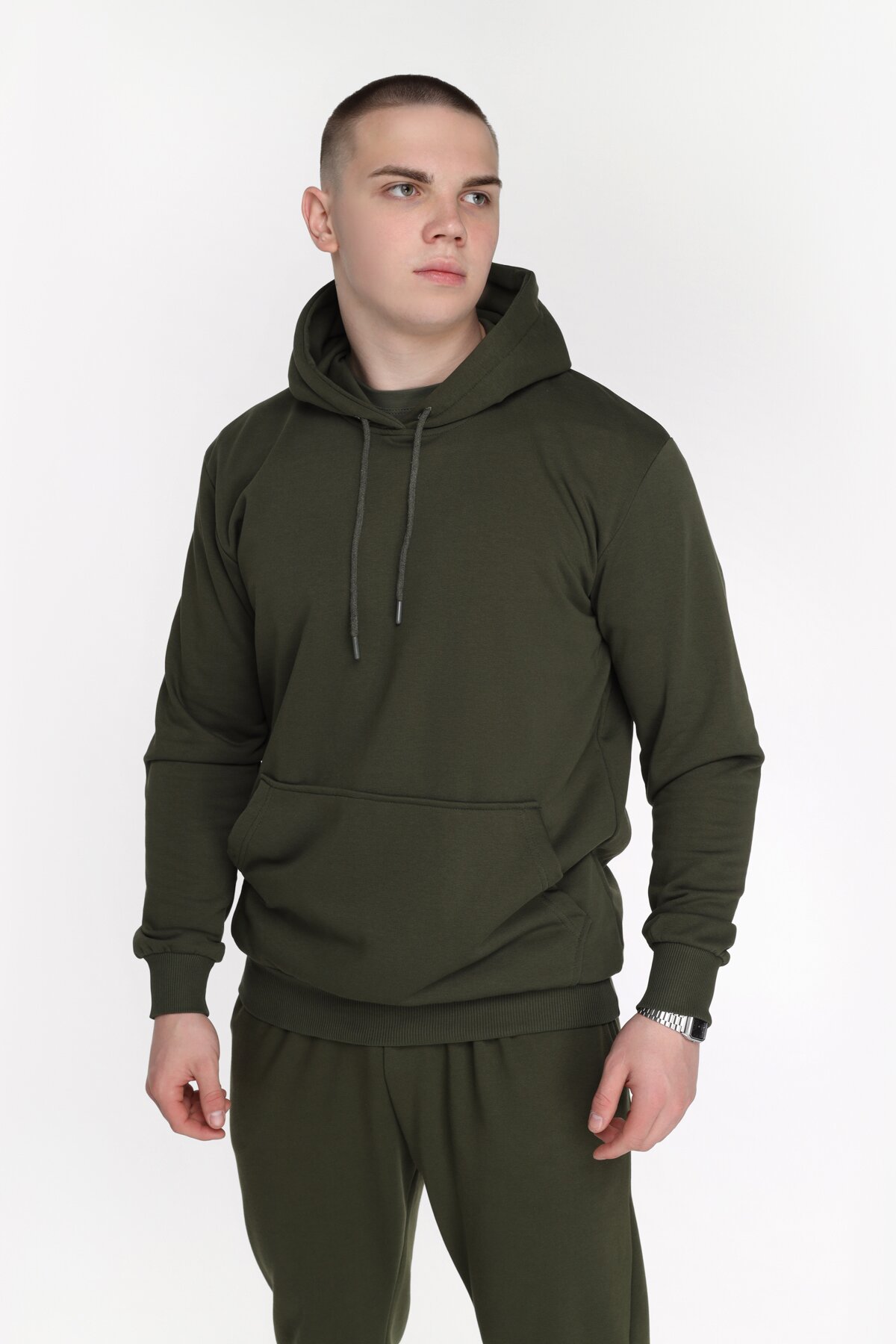 Худі однотонний чоловічий Demos DMS006 baza 4XL Хакі (2000989425854D)  Фото №0