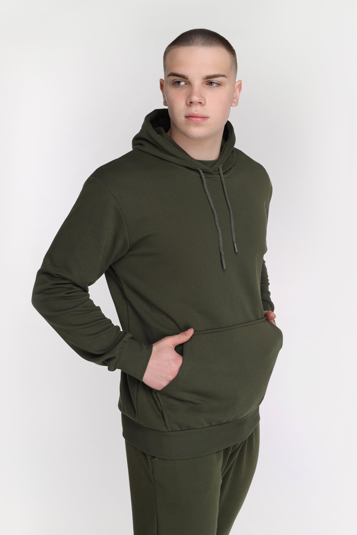 Худі однотонний чоловічий Demos DMS006 baza 4XL Хакі (2000989425854D)  Фото №3
