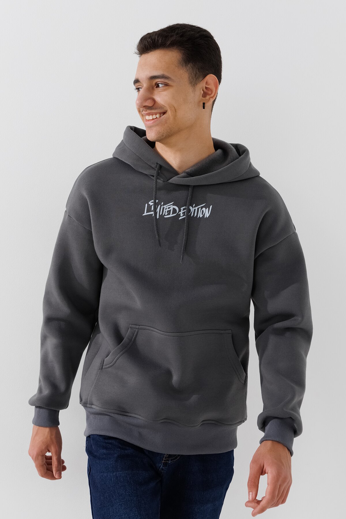 Худи с принтом мужской LAWA P-MB02325 L Графитовый  Фото №0