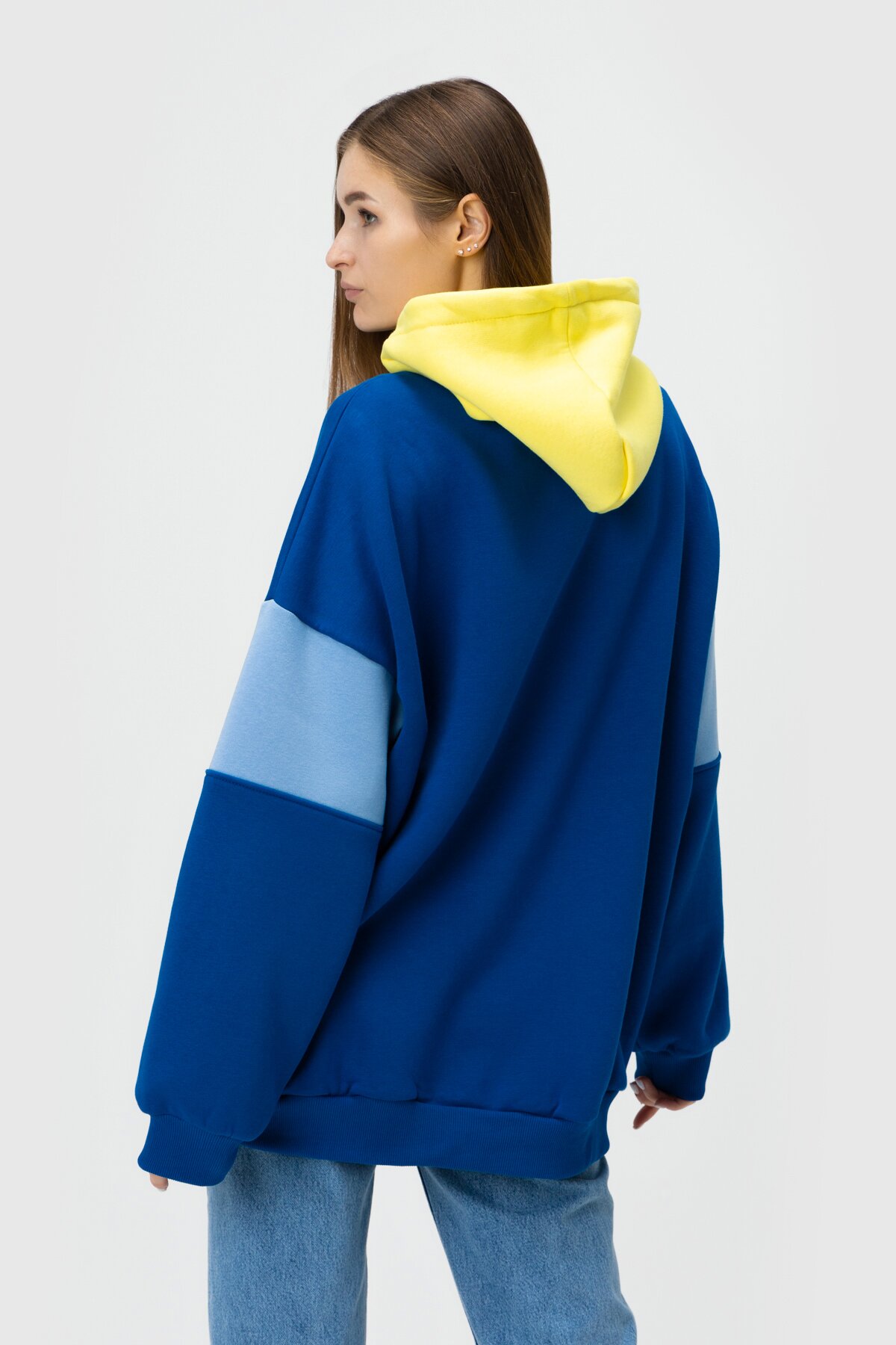 Худи однотонный женский MDG 241336 One Size Сине-желтый (2000990033833W)  Фото №5