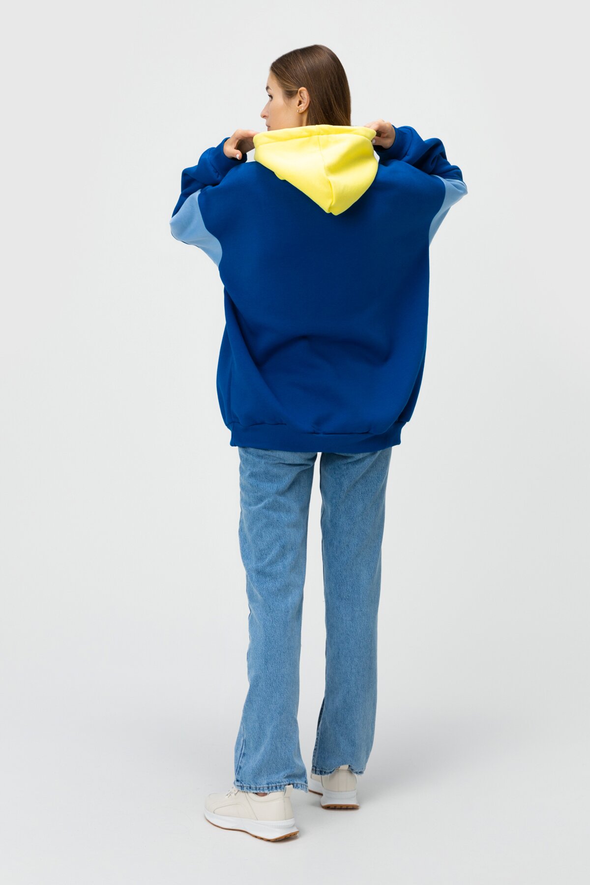Худи однотонный женский MDG 241336 One Size Сине-желтый (2000990033833W)  Фото №6