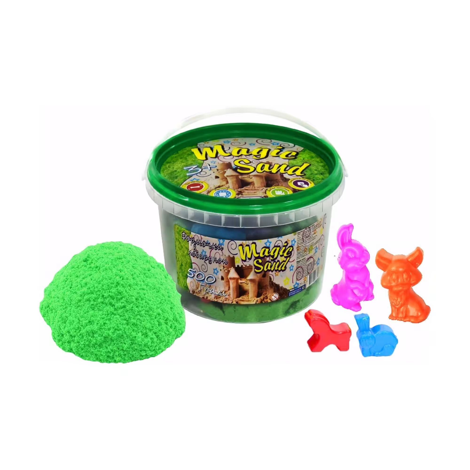 Кинетический песок Strateg Magic Sand в ведре 500 г 371-5 Зеленый