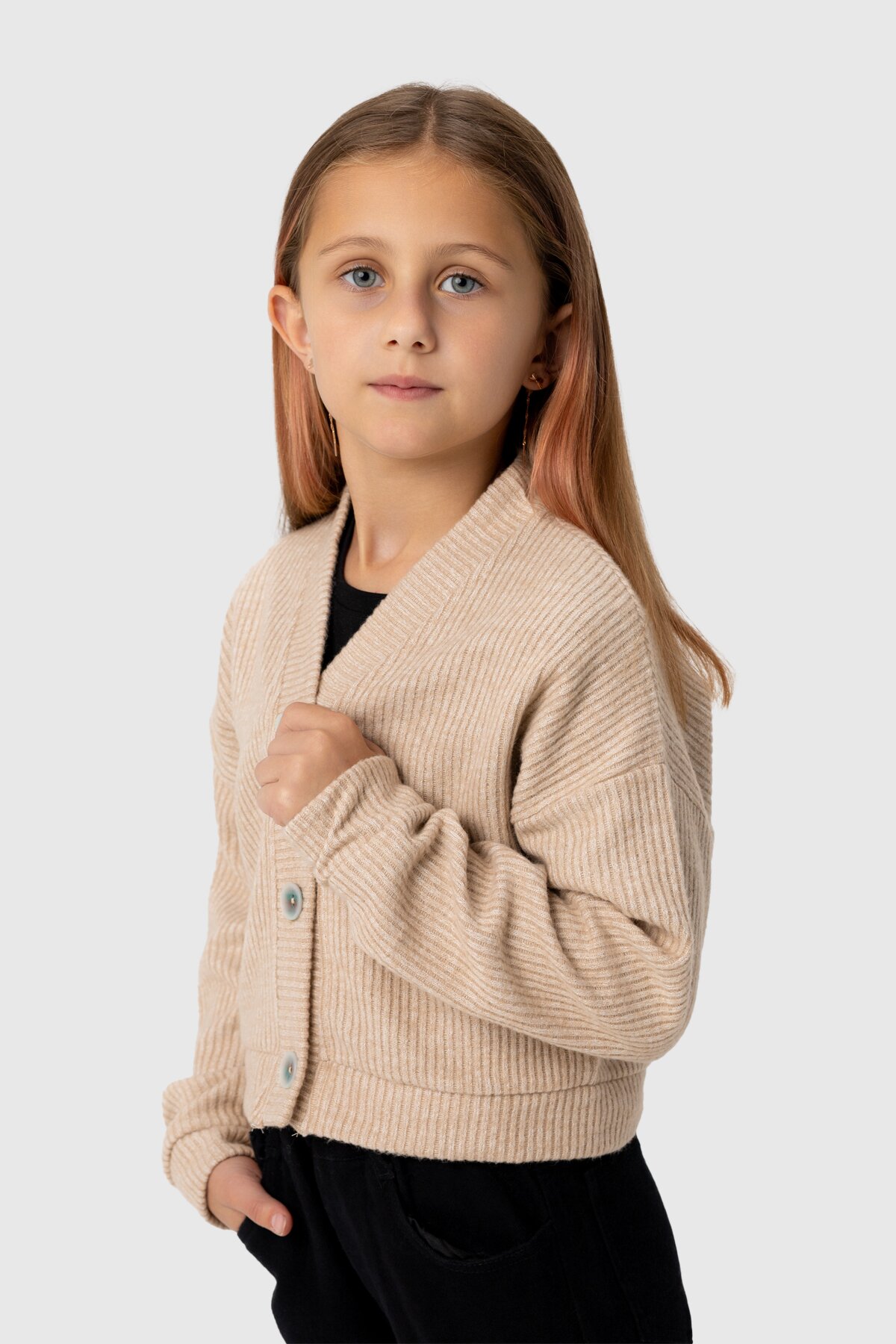 Кофта однотонна для дівчинки Viollen 5013 164 см Бежевий (2000990102744D)  Фото №1