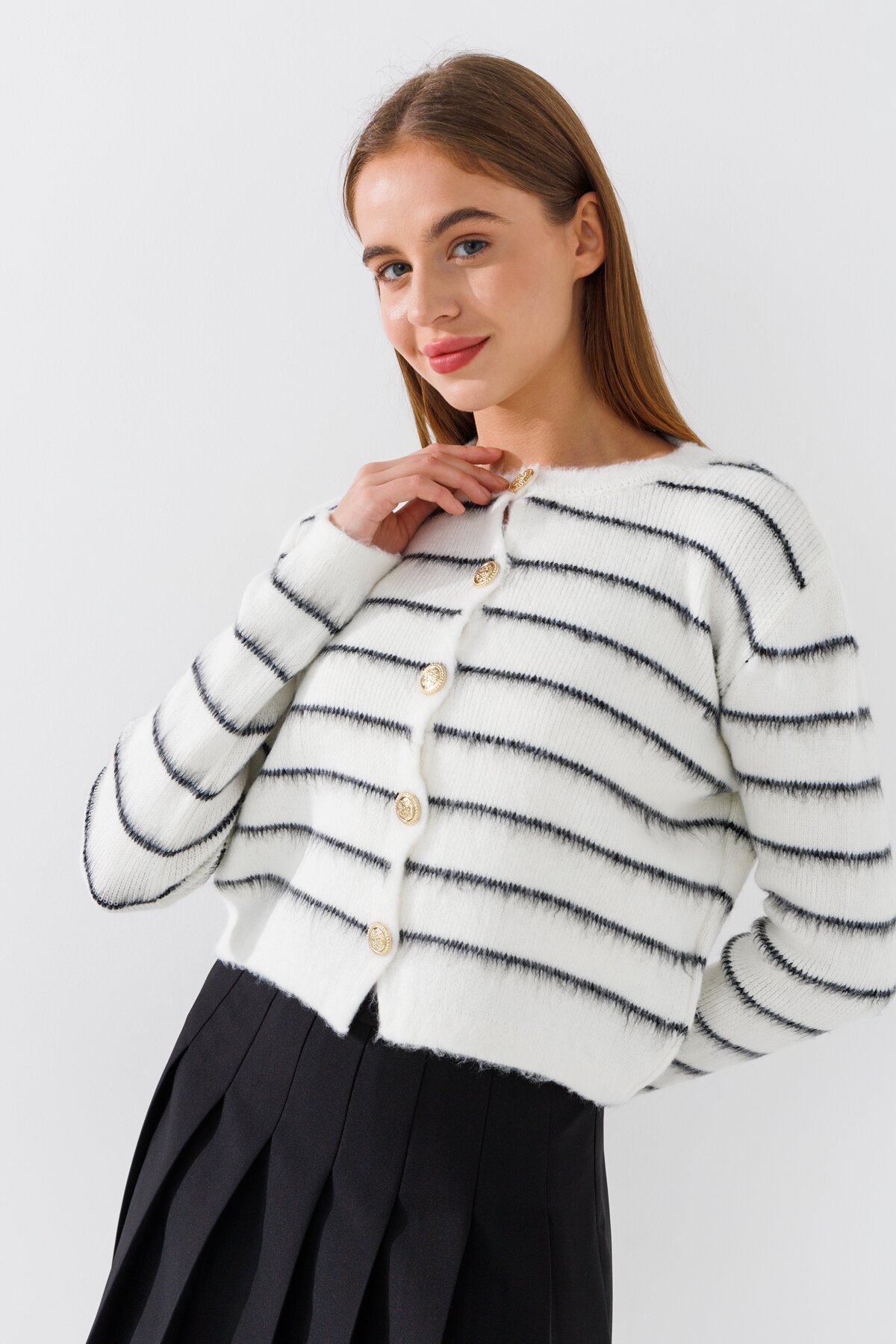 Кофта с узором женская 4627 One Size Бело-черный  Фото №1