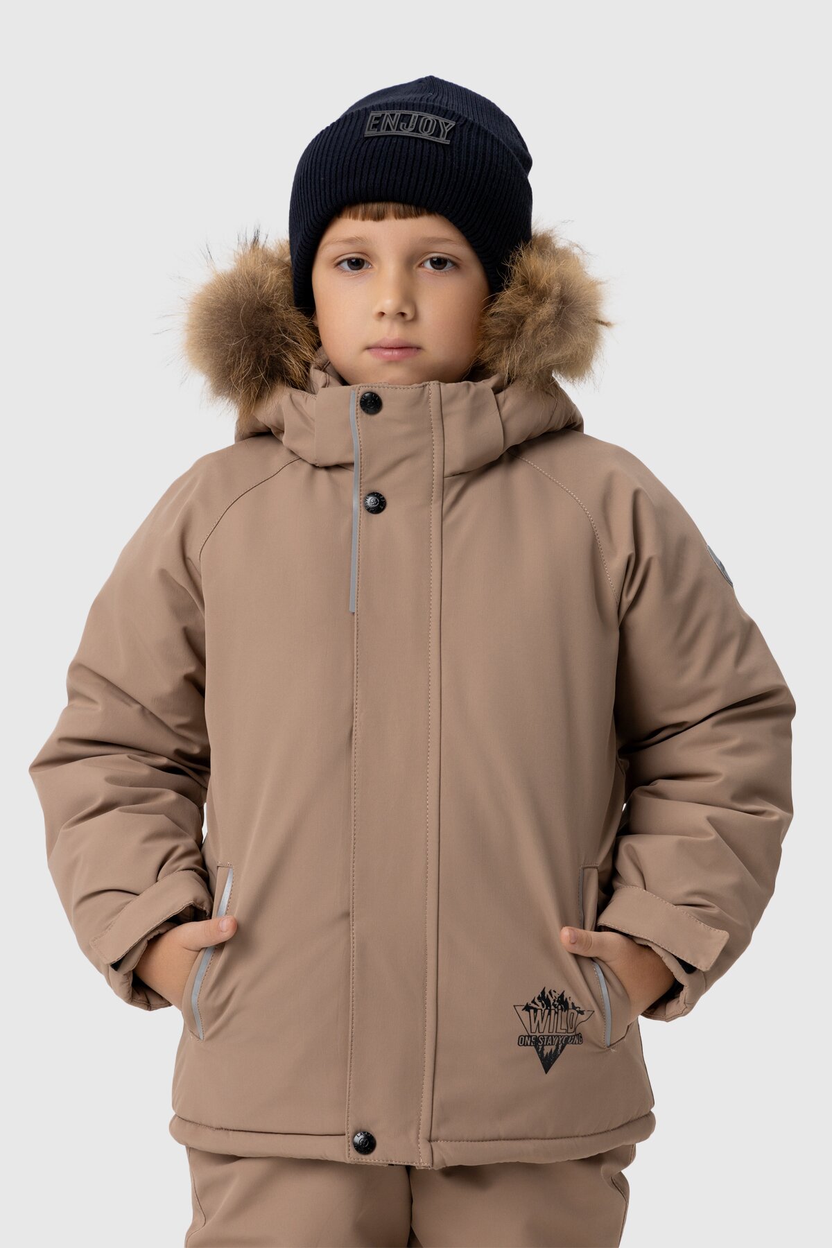 Комбінезон для хлопчика Snowgenius H38-08 куртка + штани на шлейках 116 см Бежевий (2000989630586W)  Фото №2