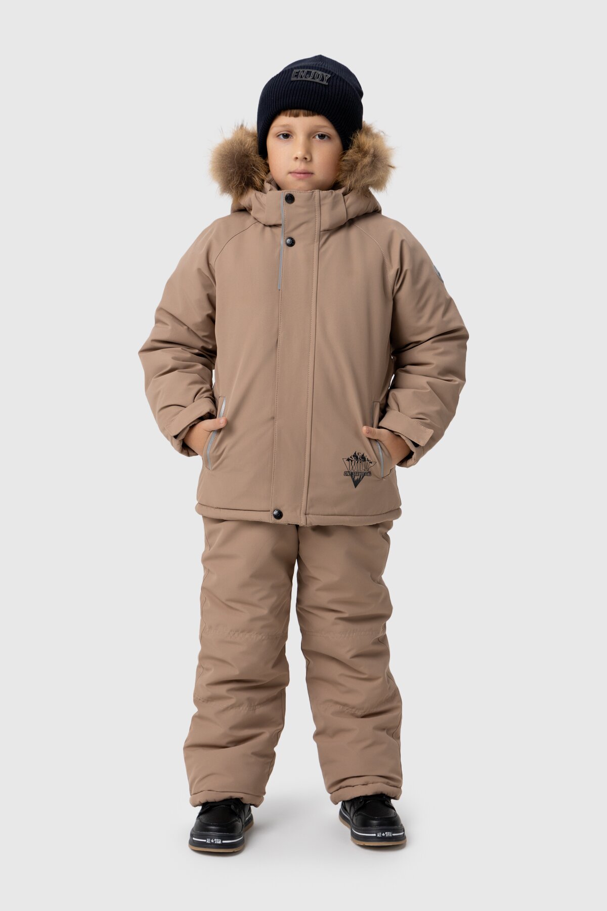 Комбінезон для хлопчика Snowgenius H38-08 куртка + штани на шлейках 116 см Бежевий (2000989630586W)  Фото №0