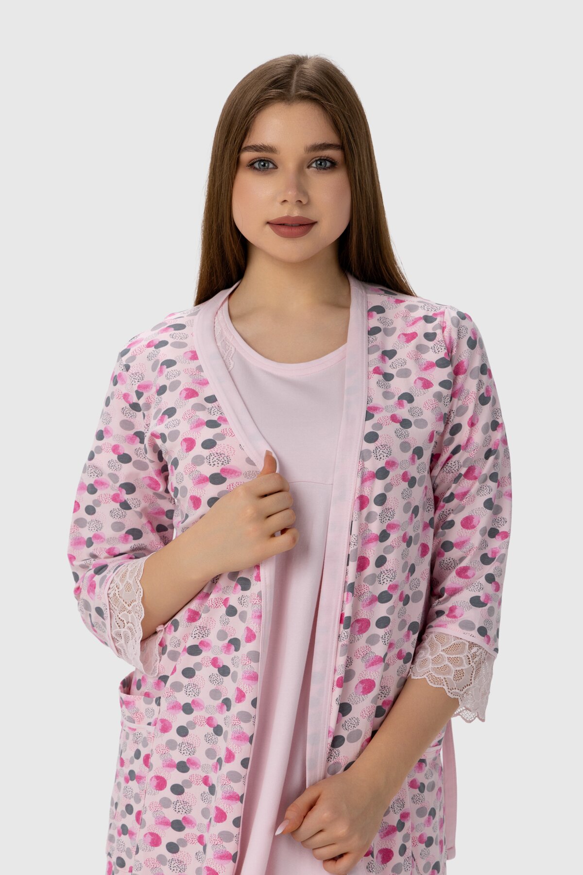 Комплект для кормящих женский халат+рубашка Nicoletta 7398 S Розовый (2000990160553А)  Фото №5