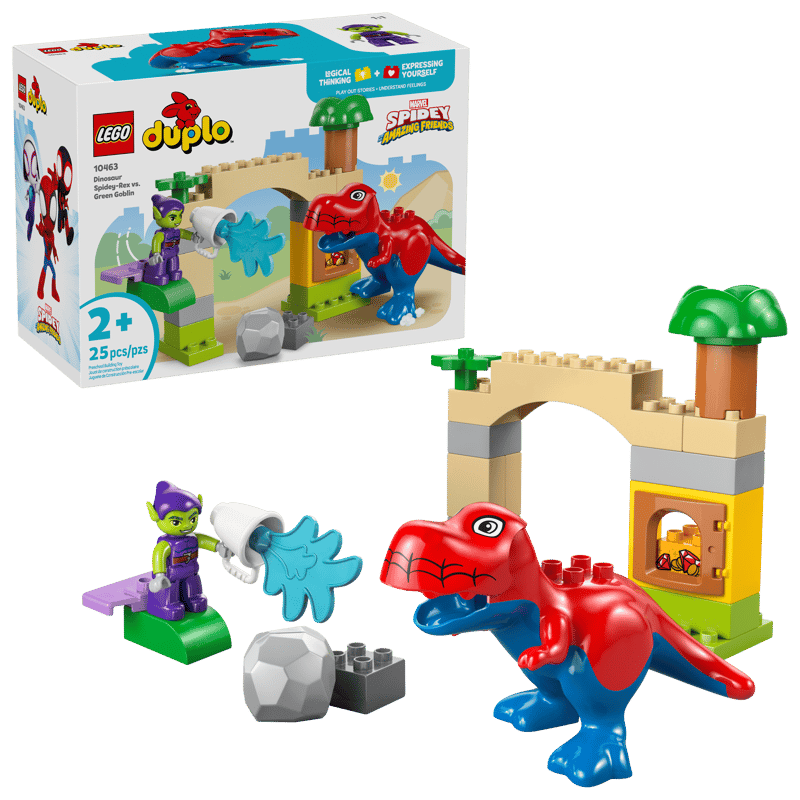 Купить Конструктор "Динозавр Spidey-Rex против Зеленого Гоблина" LEGO 10463 Разноцветный Артикул: 5702018056349 Фото на весь экран №1