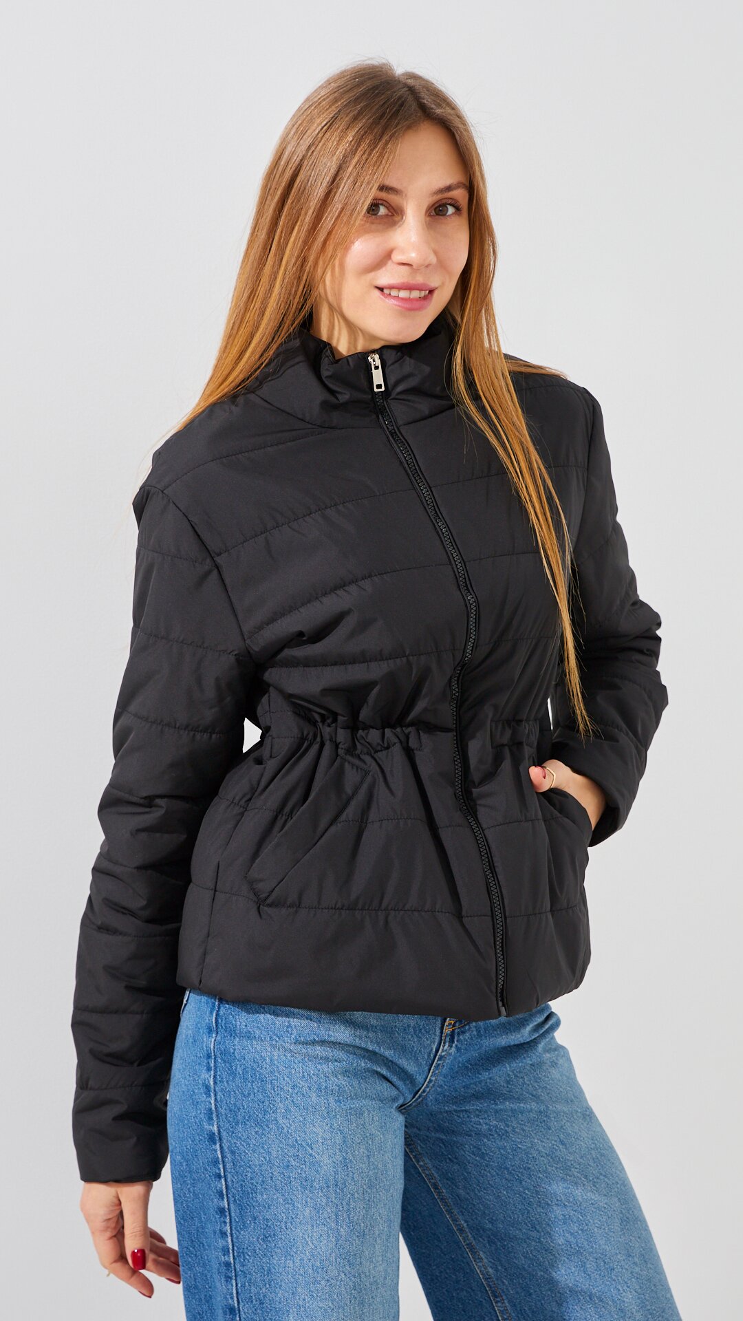 Купити Куртка однотонна жіноча GENUA G01116-0004 2XL Чорний Артикул: 2000999415838 Фото повноекранне №4