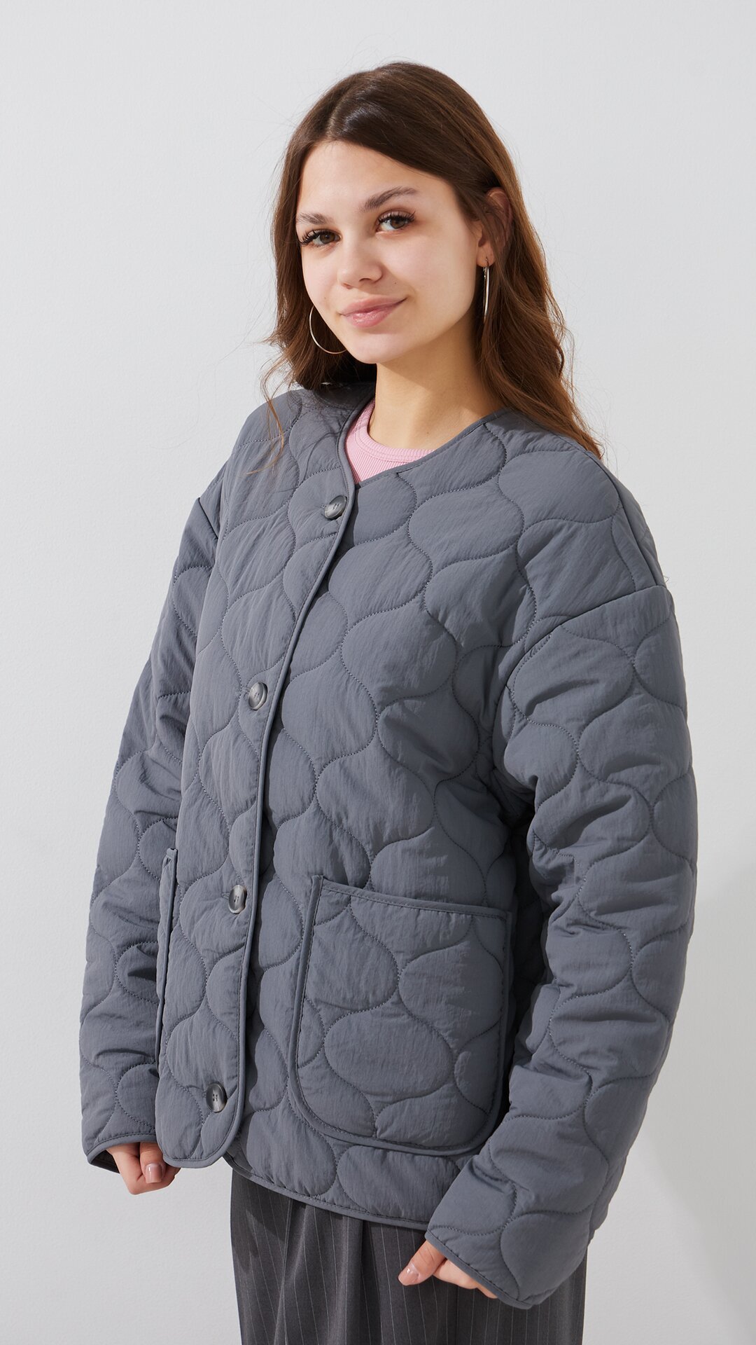 Купити Куртка однотонна жіноча LAWA WBC02500 XS Сірий Артикул: 2000999470721 Фото повноекранне №4