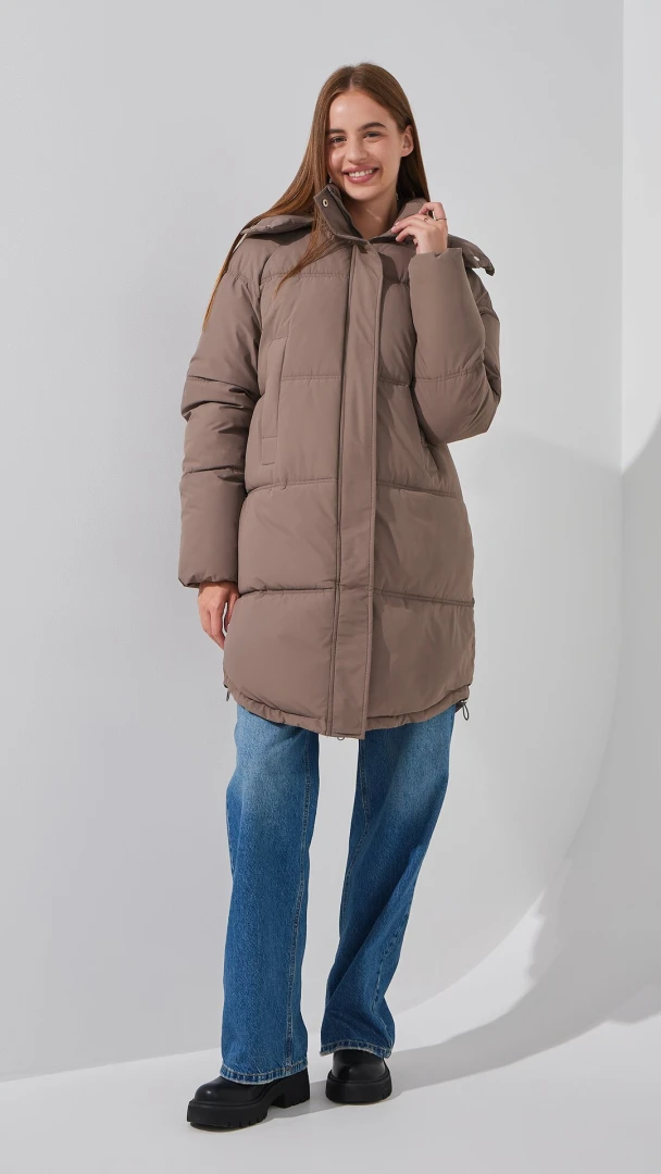 Купити Куртка однотонна жіноча On me 2431-F341 2XL Кавовий Артикул: 2000999164200 Фото повноекранне №2