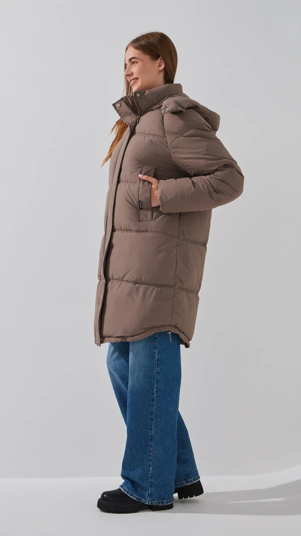Купити Куртка однотонна жіноча On me 2431-F341 2XL Кавовий Артикул: 2000999164200 Фото повноекранне №4
