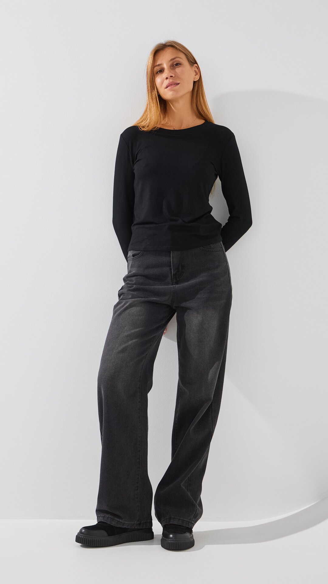 Купити Лонгслів однотонний жіночий Bclothing 8837 L Чорний Артикул: 2000999178313 Фото повноекранне №2