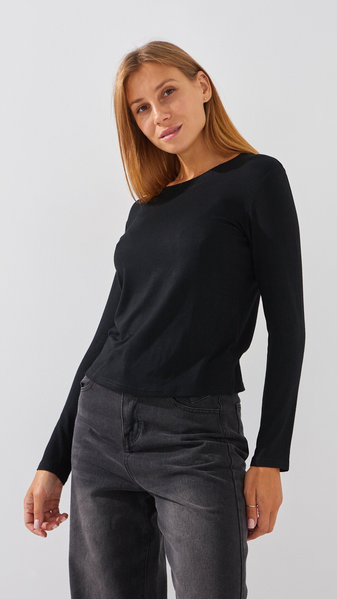 Купити Лонгслів однотонний жіночий Bclothing 8837 L Чорний Артикул: 2000999178313 Фото повноекранне №1