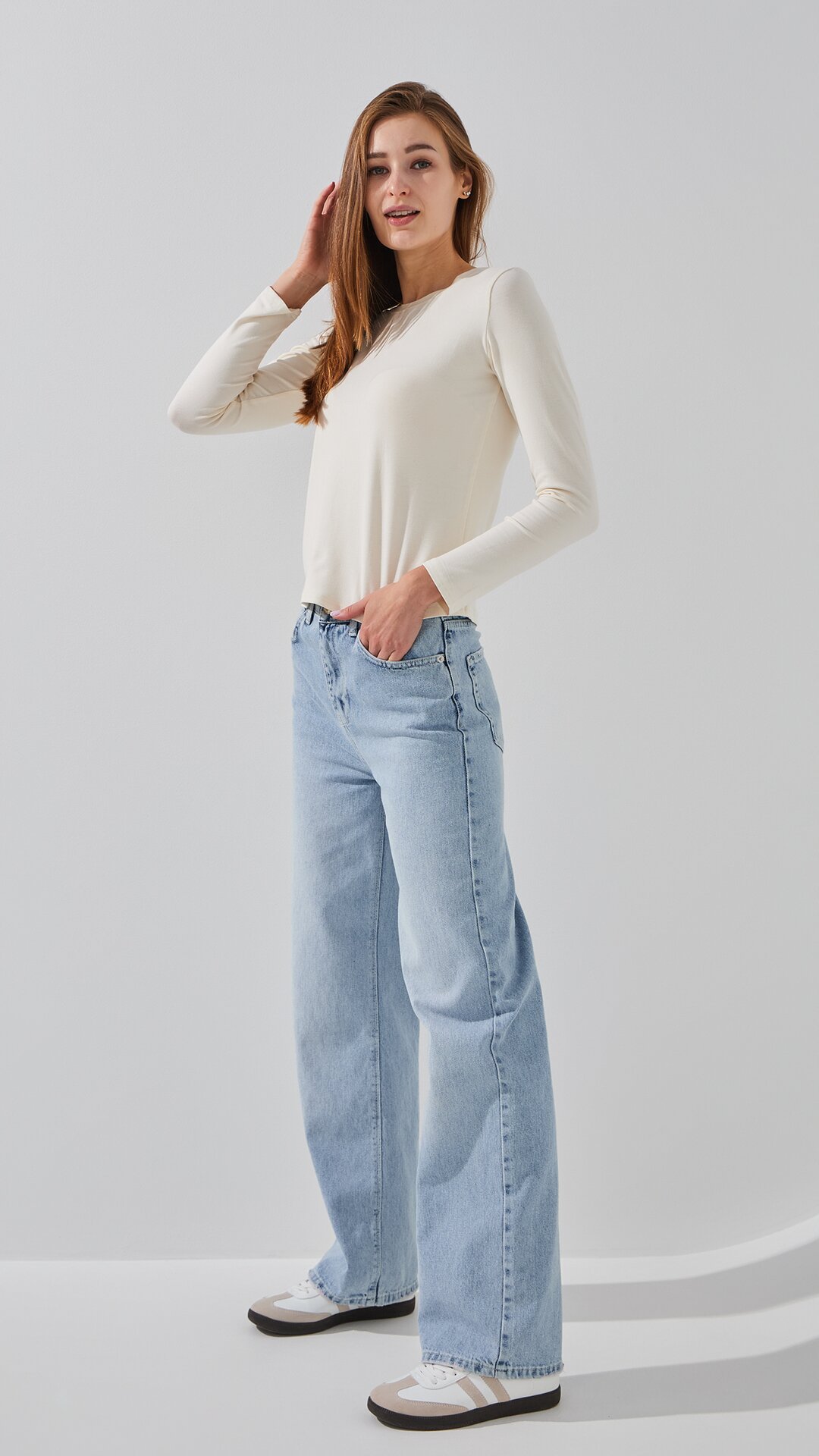 Лонгслів однотонний жіночий Bclothing 8837 S Молочний  Фото №3