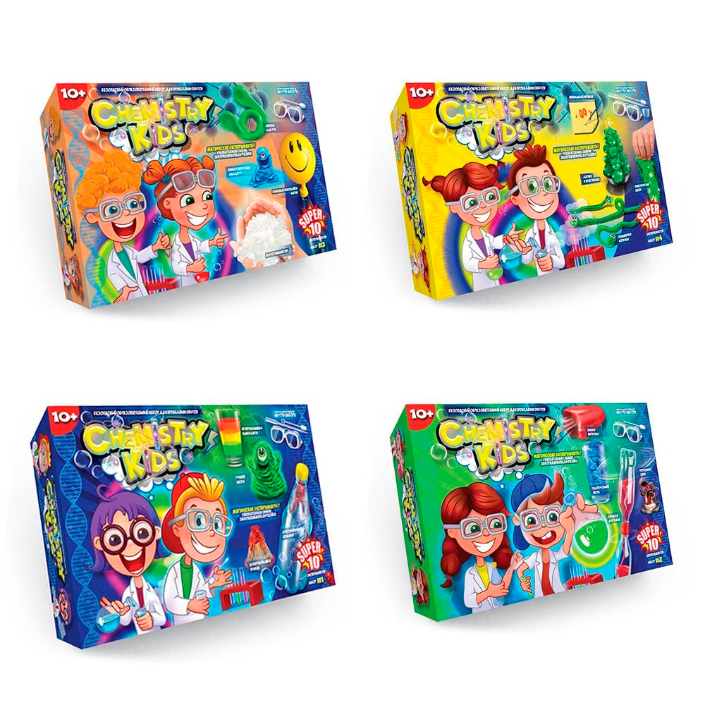 Купити Набір для проведення дослідів "CHEMISTRY KIDS" DankoToys CHK-02-01U,02U,03U,04U Різнокольоровий Артикул: 2000720729012