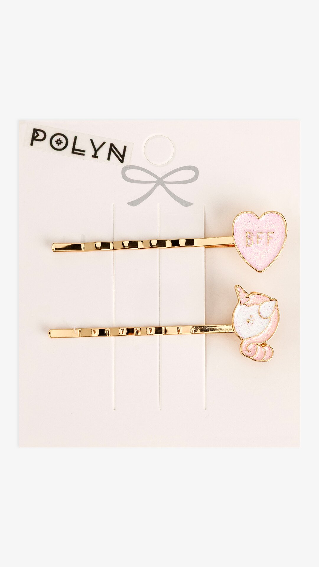 Набор невидимок с украшениями Polyn 4300B-9 2 шт Розовый  Фото №0