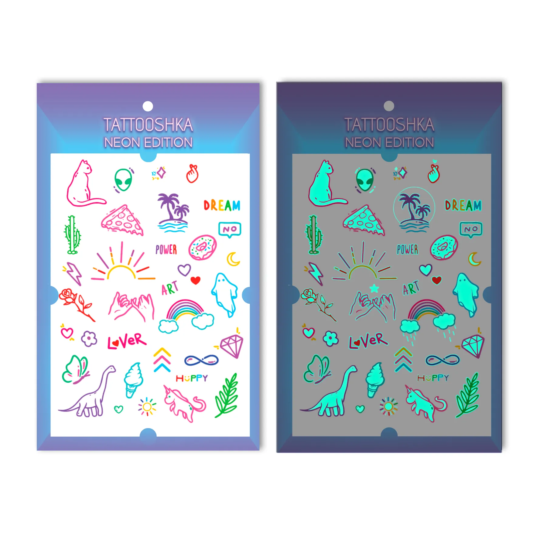 Набір тату HAPPY неонові Tattooshka LB-165 (4825800012017)