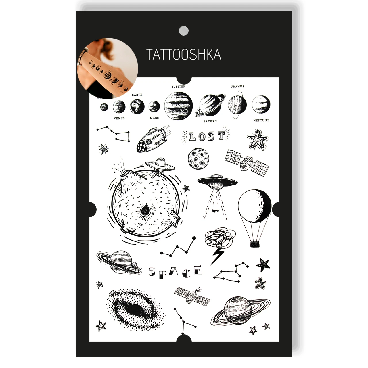 Купити Набір тату "Космічний Бум" Tattooshka LC-124 (5805800010052) Артикул: 5805800010052 Фото повноекранне №1