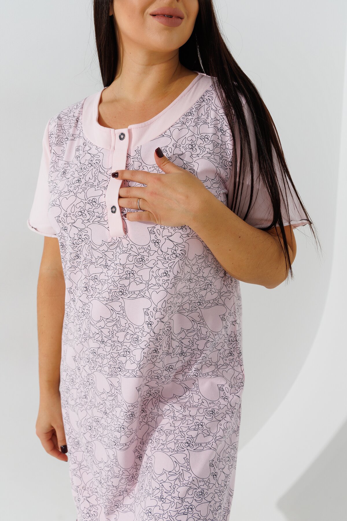 Нічна сорочка жіноча Miss Victoria 11452 2XL Сіро-рожевий  Фото №2