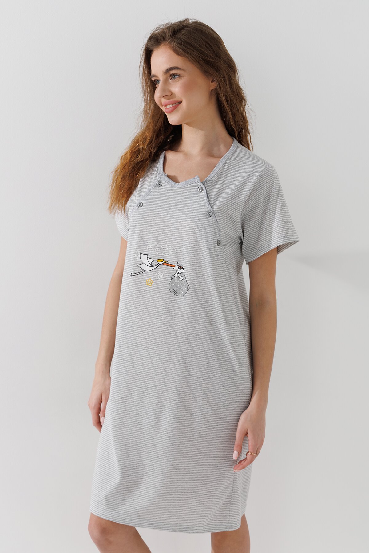 Купити Нічна сорочка для годуючих Betul 3184 XL Сірий Артикул: 2000990960443 Фото повноекранне №4
