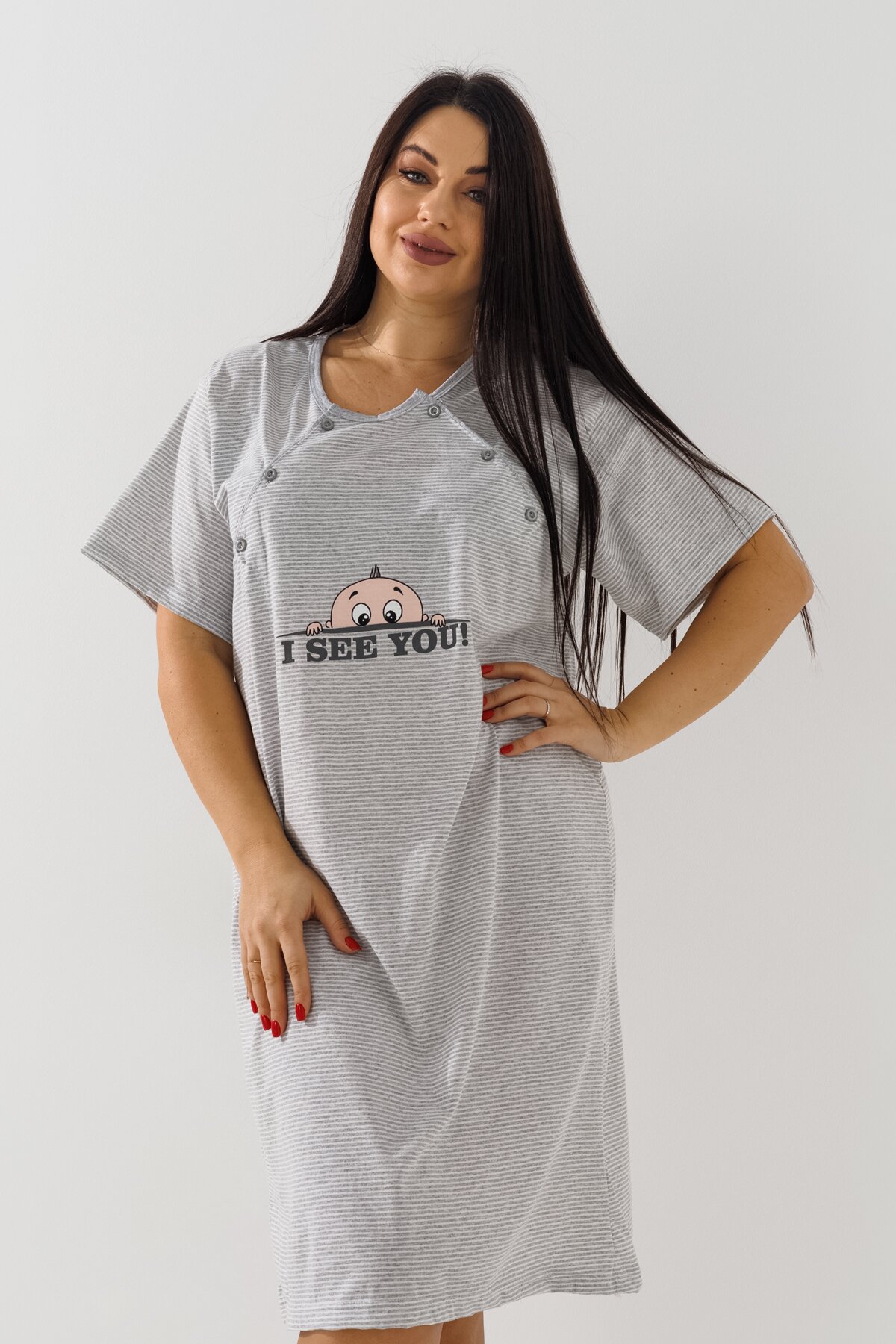 Ночная рубашка для кормящих Betul 3187 2XL Серый  Фото №0