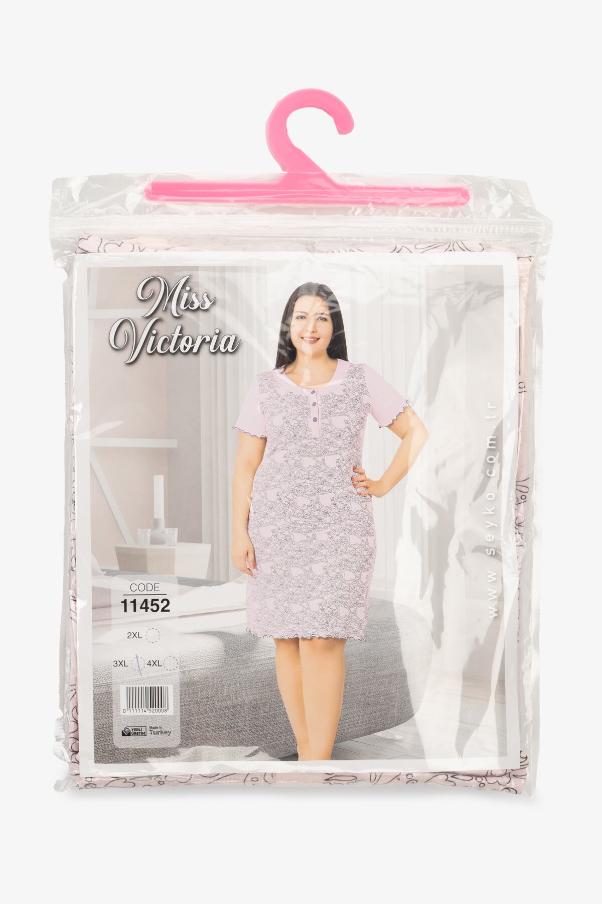 Нічна сорочка жіноча Miss Victoria 11452 2XL Сіро-рожевий  Фото №8