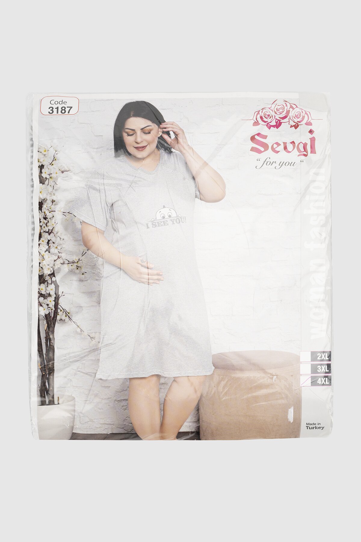 Нічна сорочка для годуючих Sevgi 3187 2XL Сірий  Фото №12