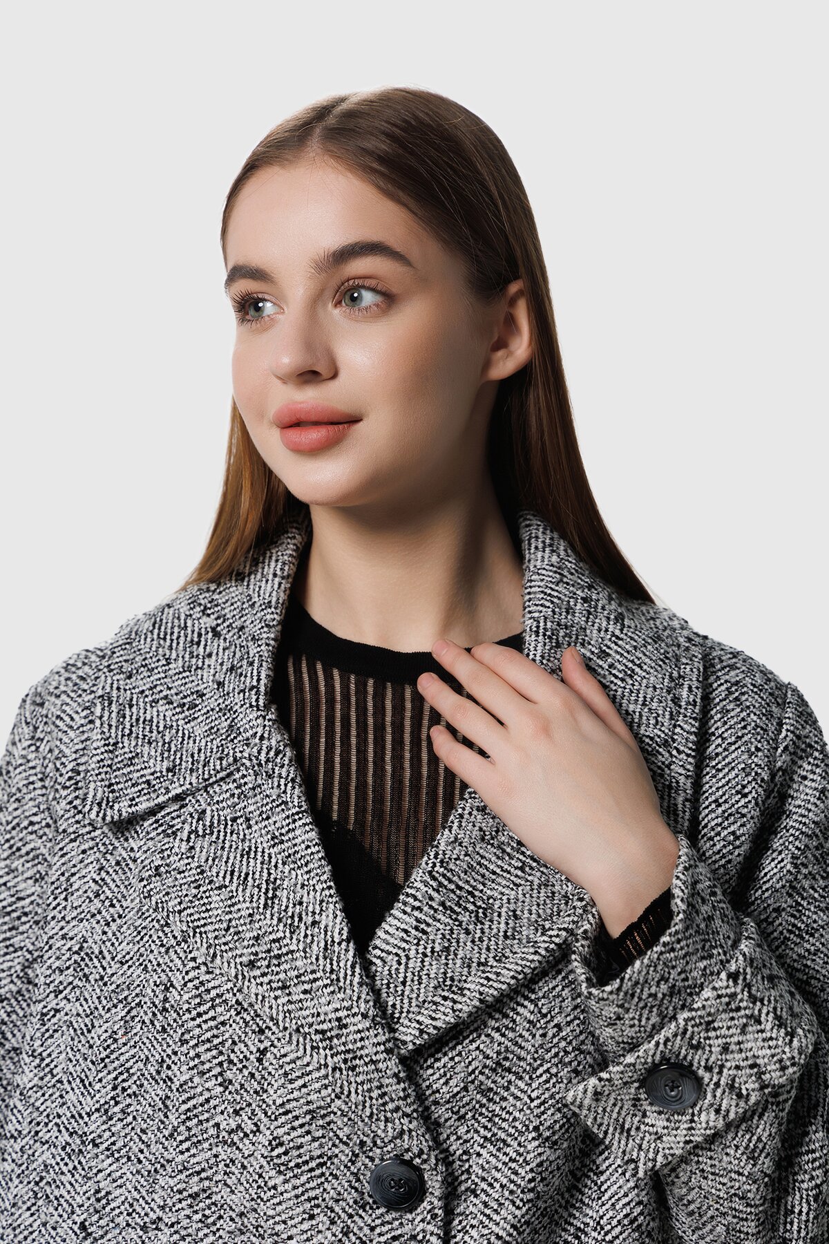 Пальто однотонное женское Miss esta 2385 36 Серый (2000990312129D)  Фото №1