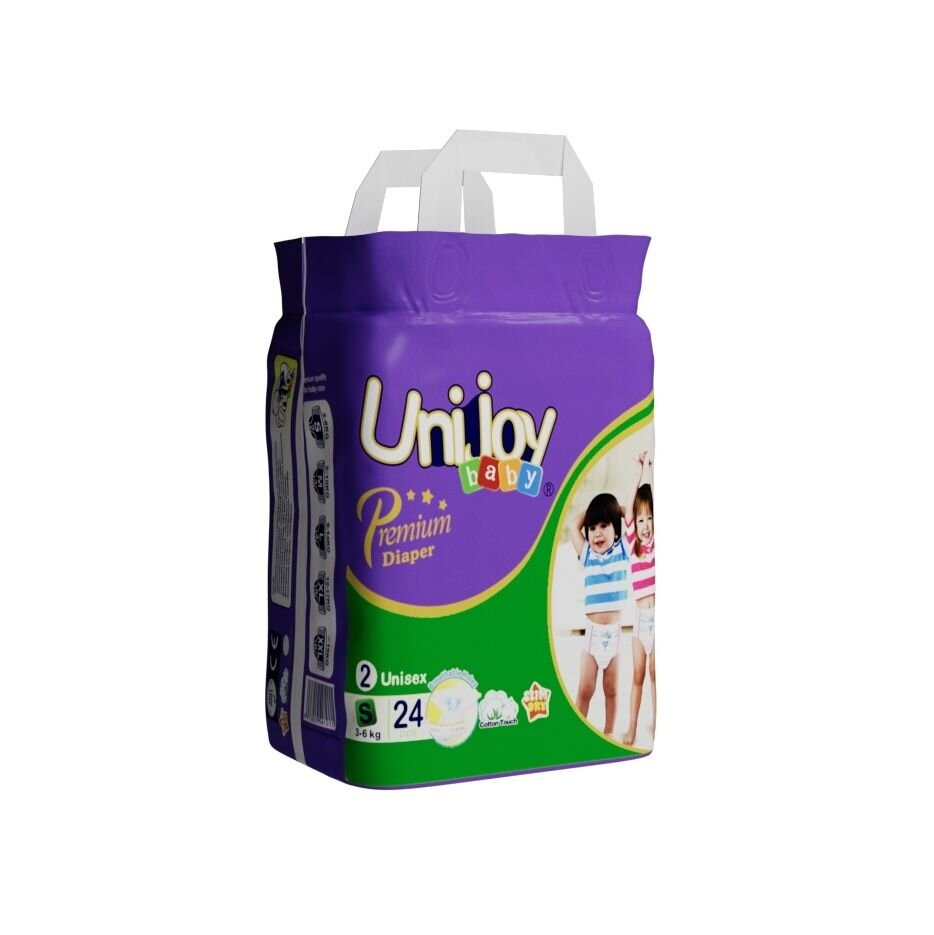 Купити Підгузники дитячі Unijoy Baby Premium PDS24 24 шт (S 2 mini 3-6 kg) Артикул: 6973920541011 Фото повноекранне №1