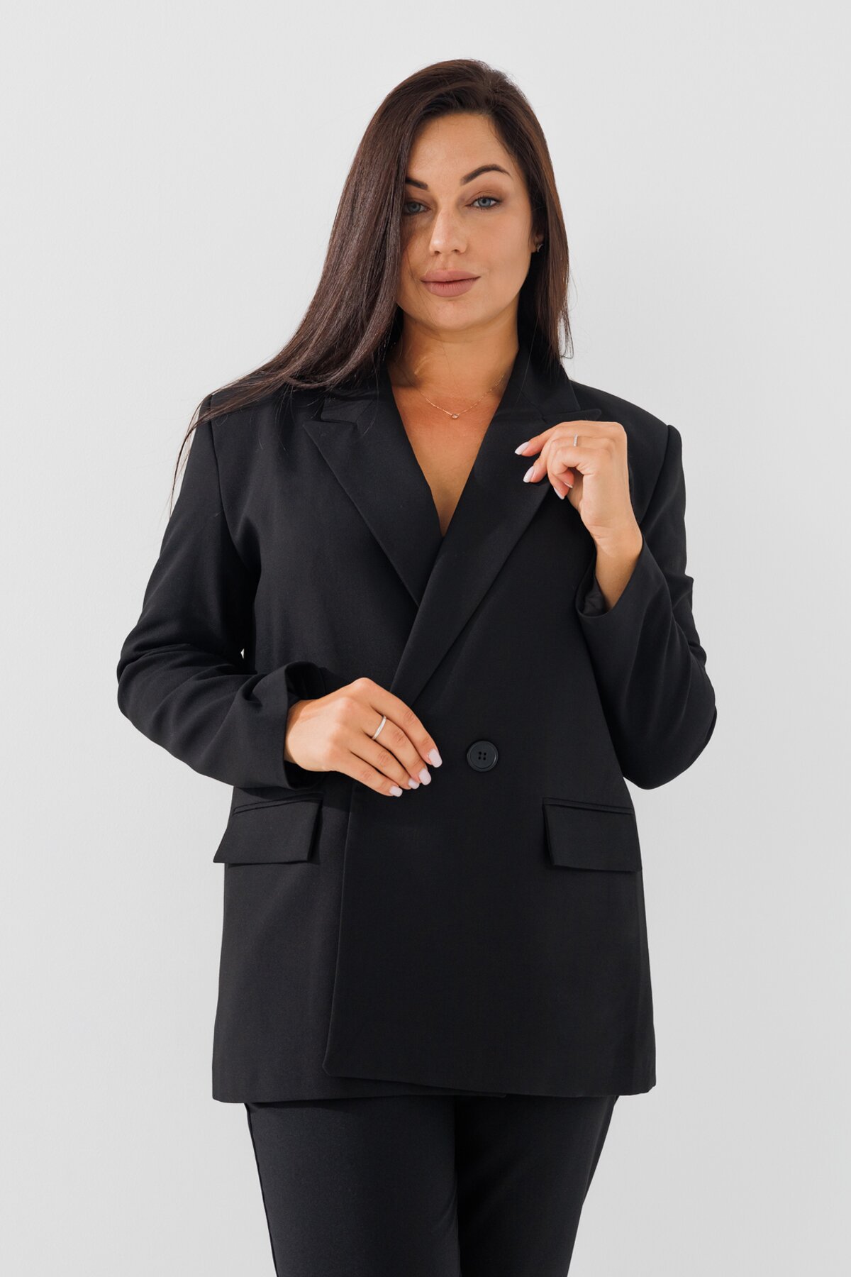 Пиджак однотонный женский Karol 4949-B 2XL Черный (2000990146373D)  Фото №0