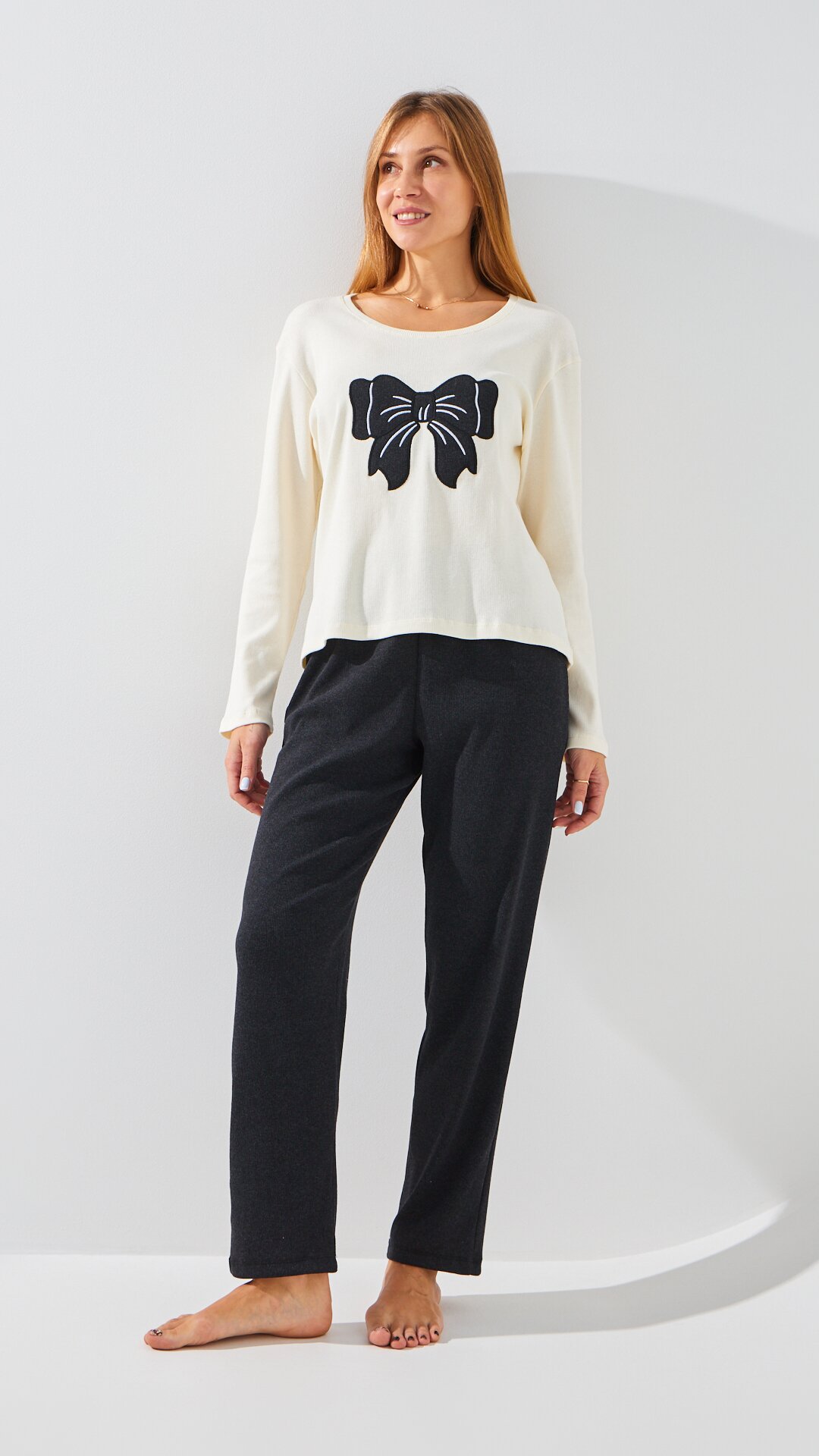 Купити Піжама жіноча Siyahinci 26012 S Білий антрацит Артикул: 2000999338854 Фото повноекранне №1