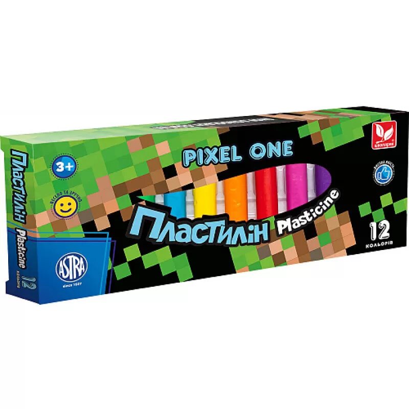 Пластилін восковий Школярик 12 кольорів круглий Pixel One 303221005-UA (4823088231106)(SC)  Фото №0