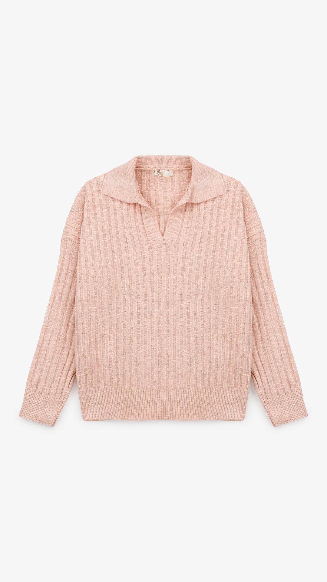 Женский поло однотонный On me 8527 One Size Пудровый  Фото №0